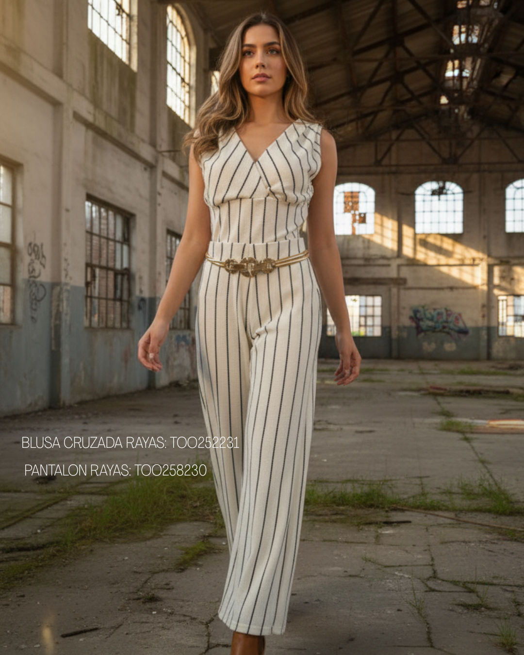 Blusa textura cruzada rayas