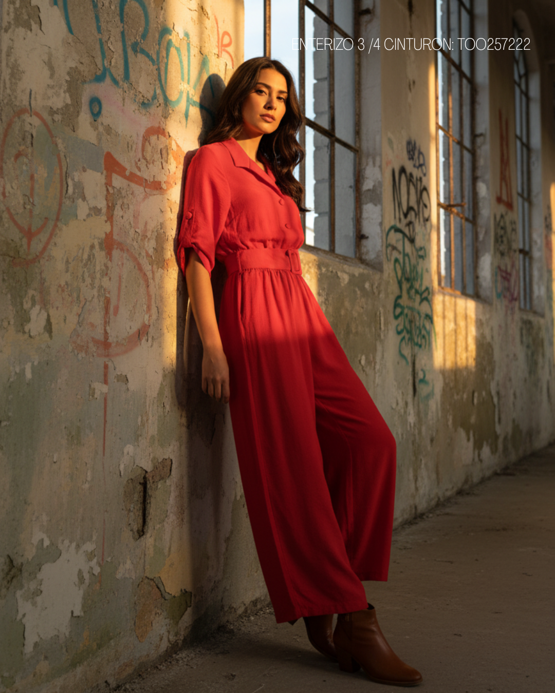 ENTERIZO MANGA 3/4 CON CINTURON