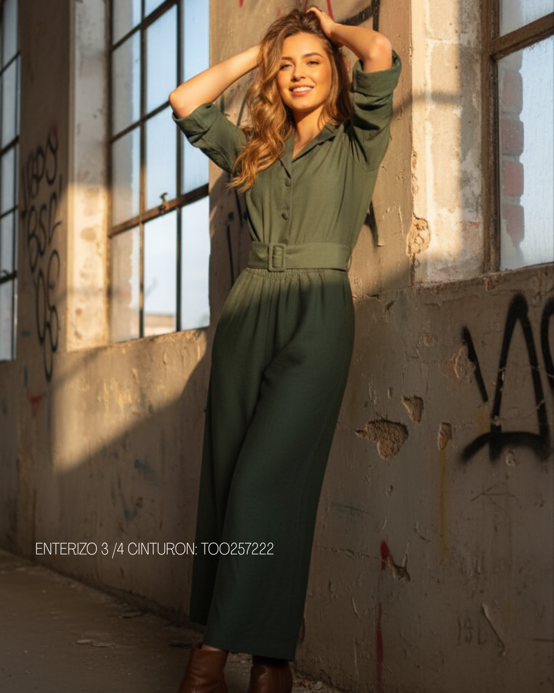 ENTERIZO MANGA 3/4 CON CINTURON