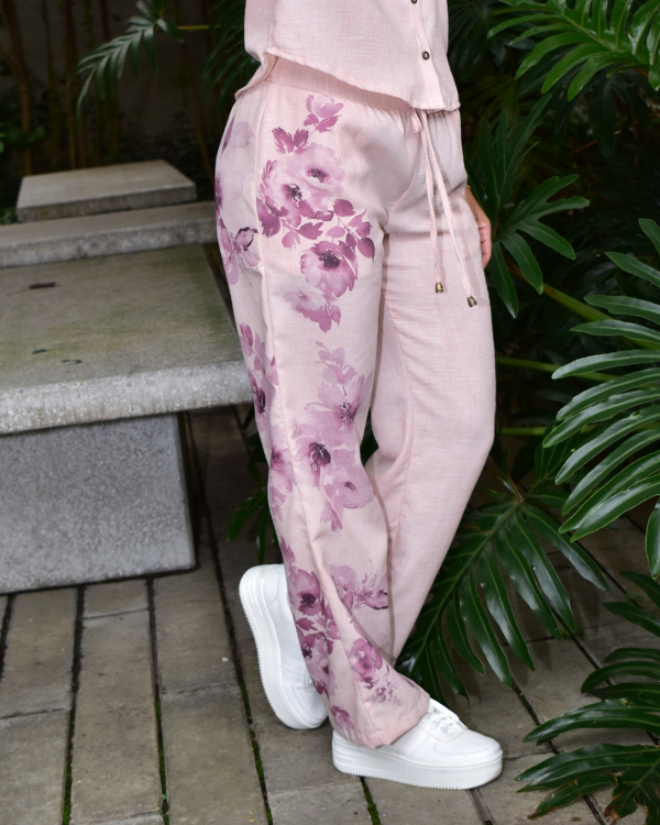 PANTALON LINO FLORES LATERALES