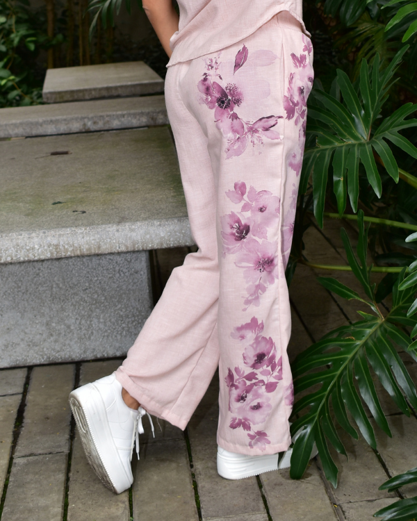 PANTALON LINO FLORES LATERALES