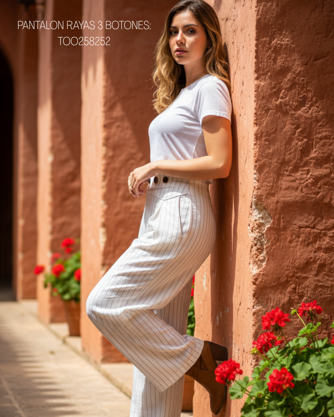 Pantalon en rayas 3 botones