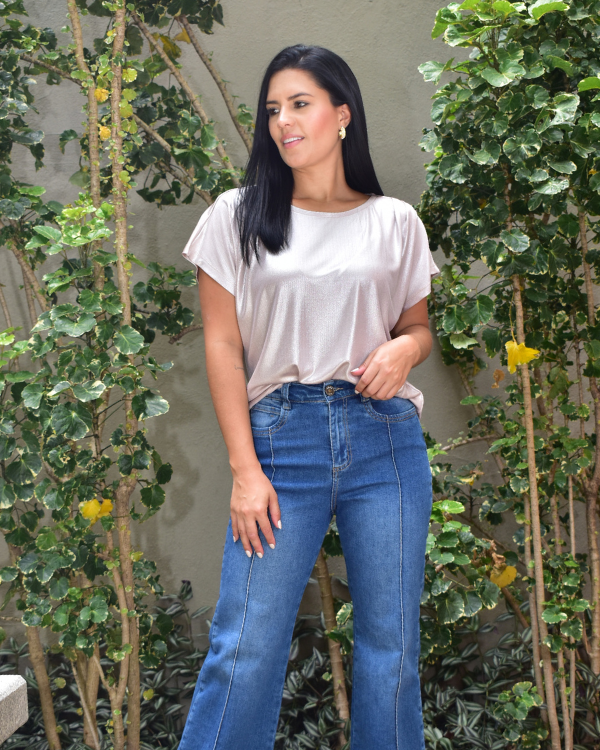 BLUSA MANGA CORTA EFECTO ESPEJO