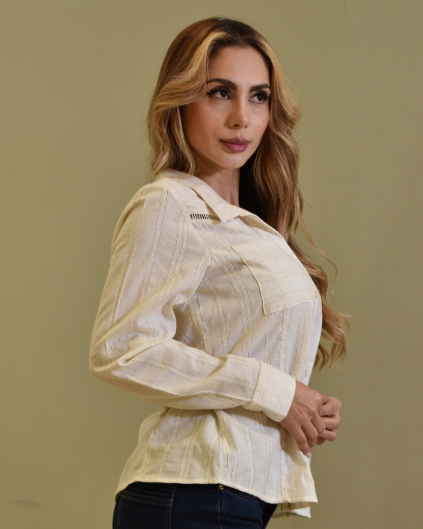BLUSA M/L ESCALERILLA BOLSILLOS