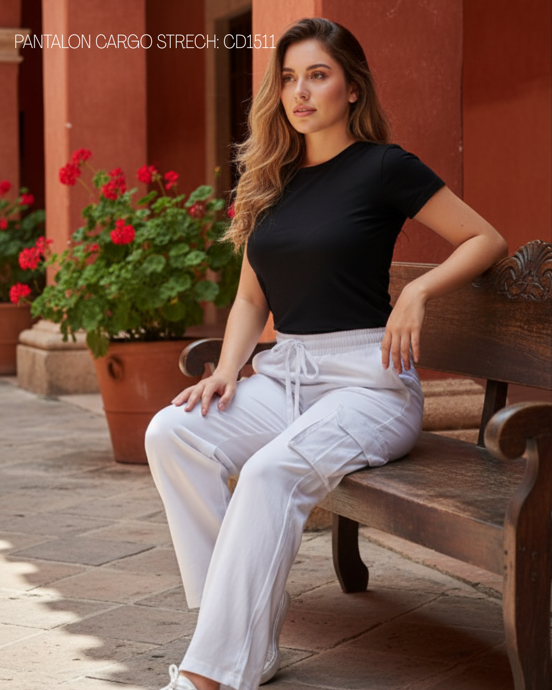 Pantalon tipo cargo, strech