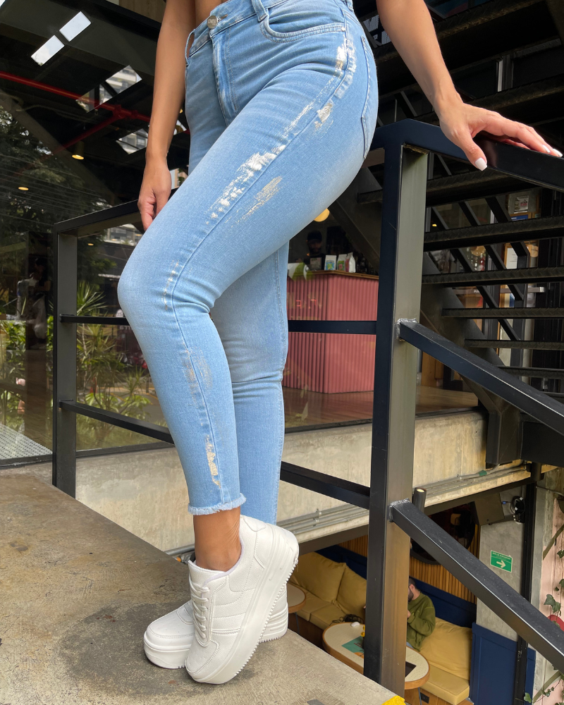 JEANS SKINNY FOIL LATERAL